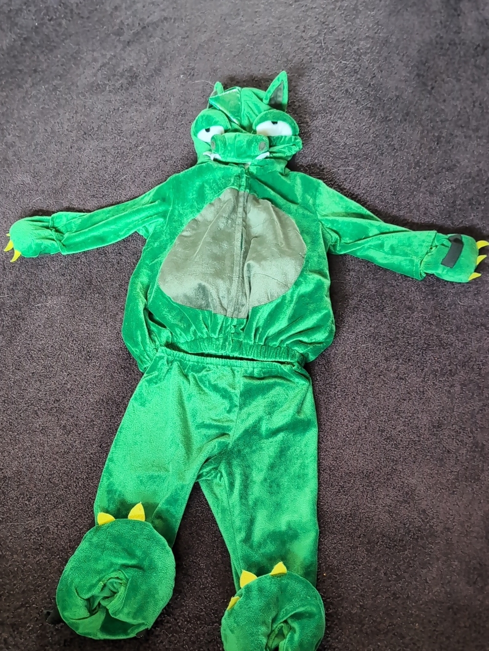 Green Dragon Plush Kids Costume - Hooded Two-Piece Set